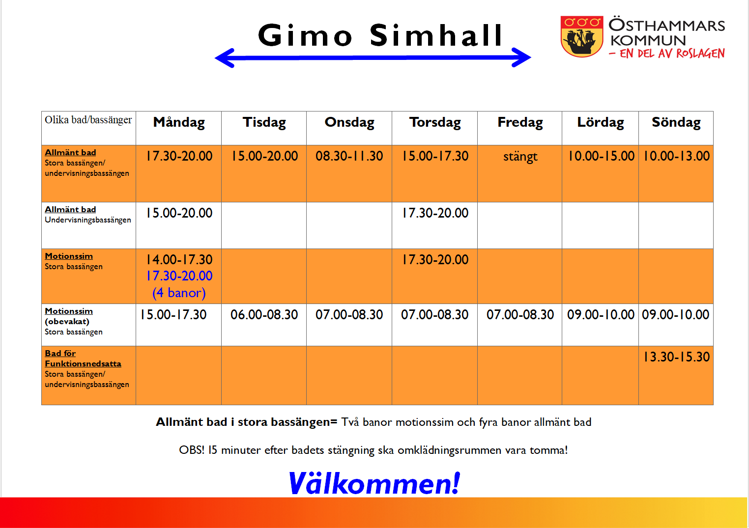 Öppettider Gimo SImhall